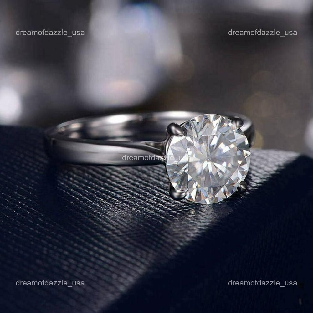 14K White Gold Lab Grown Diamond No Stone Statement Anniversary Solitaire Ring