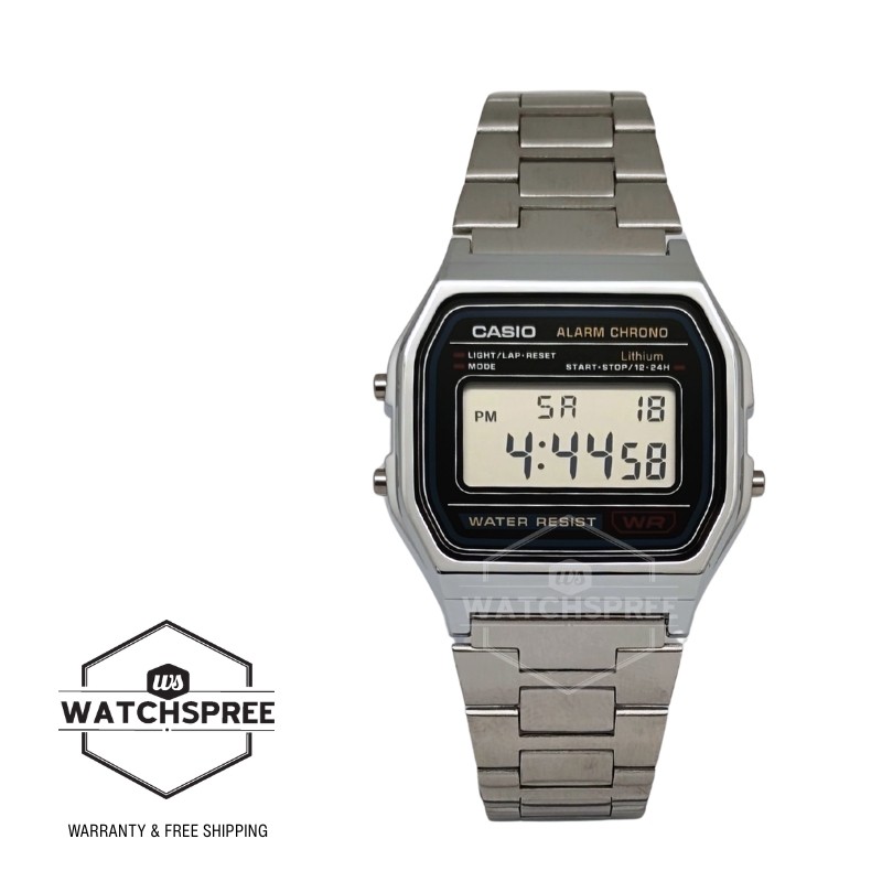 Casio Digital Stainless Steel Band Watch A158WA-1D A158WA-1