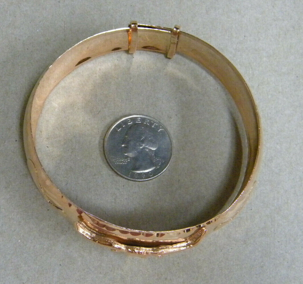 Women Pink Rose Gold Plated Bracelet Longhorn 20mm Wide