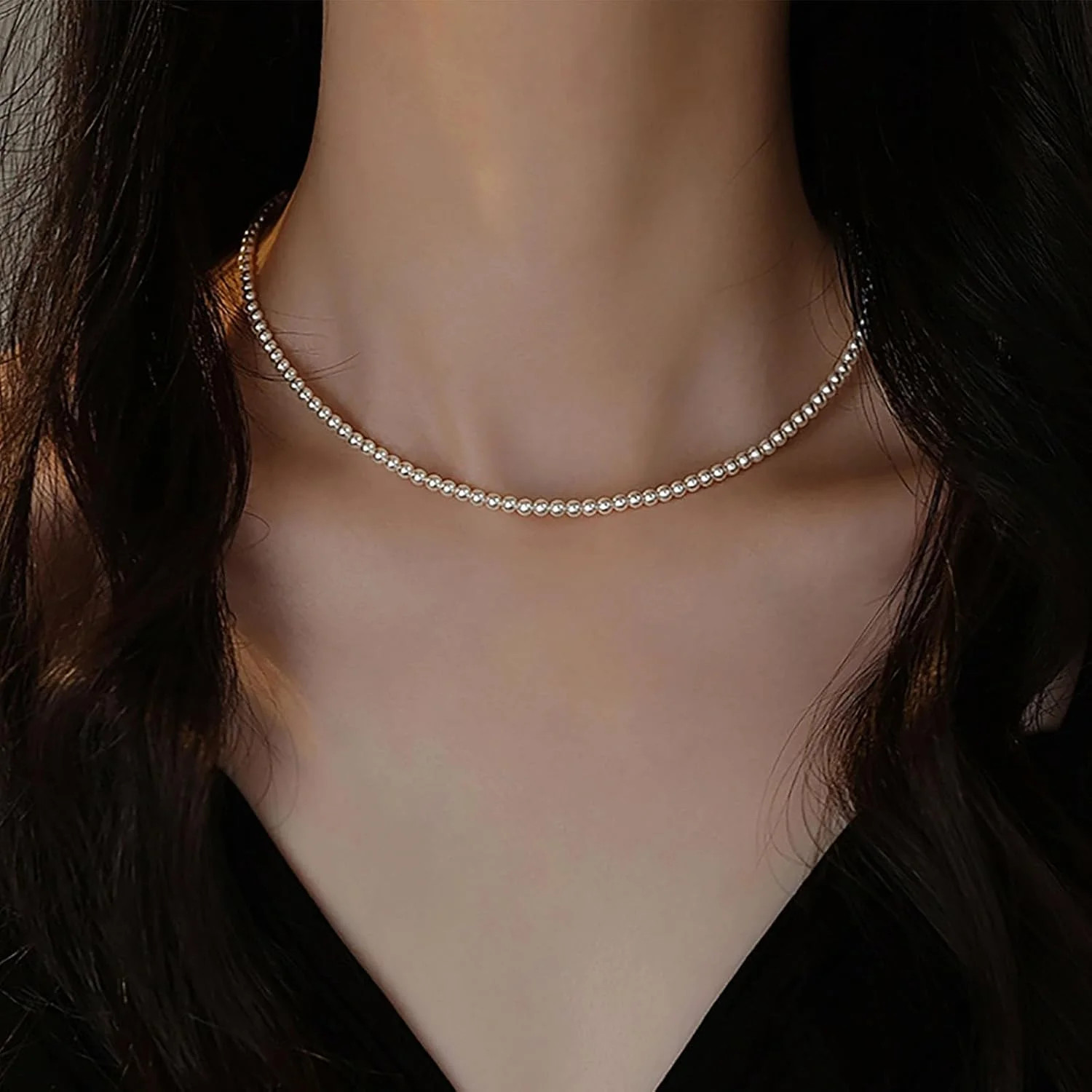 Boho Wedding White Tiny Pearl Necklace Pendant Dainty Mini Seed Bead Necklace Si