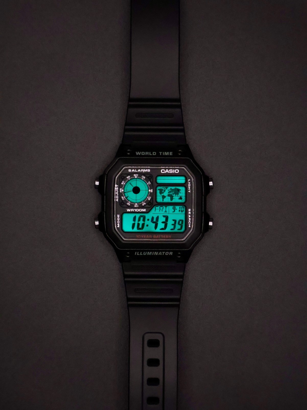 “Radar” | Casio World Time Illuminator | Royale | AE-1200WH | 🟢 | Custom | MOD