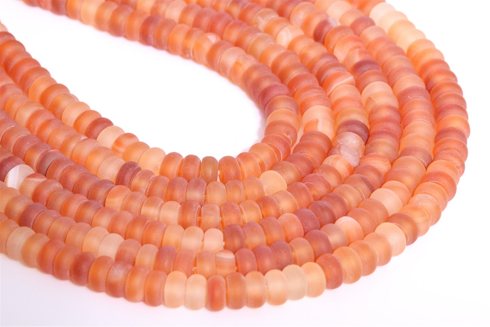 Matte Orange Red Striped Agate Beads Grade AAA Rondelle Loose Beads 6x3MM 8x4MM