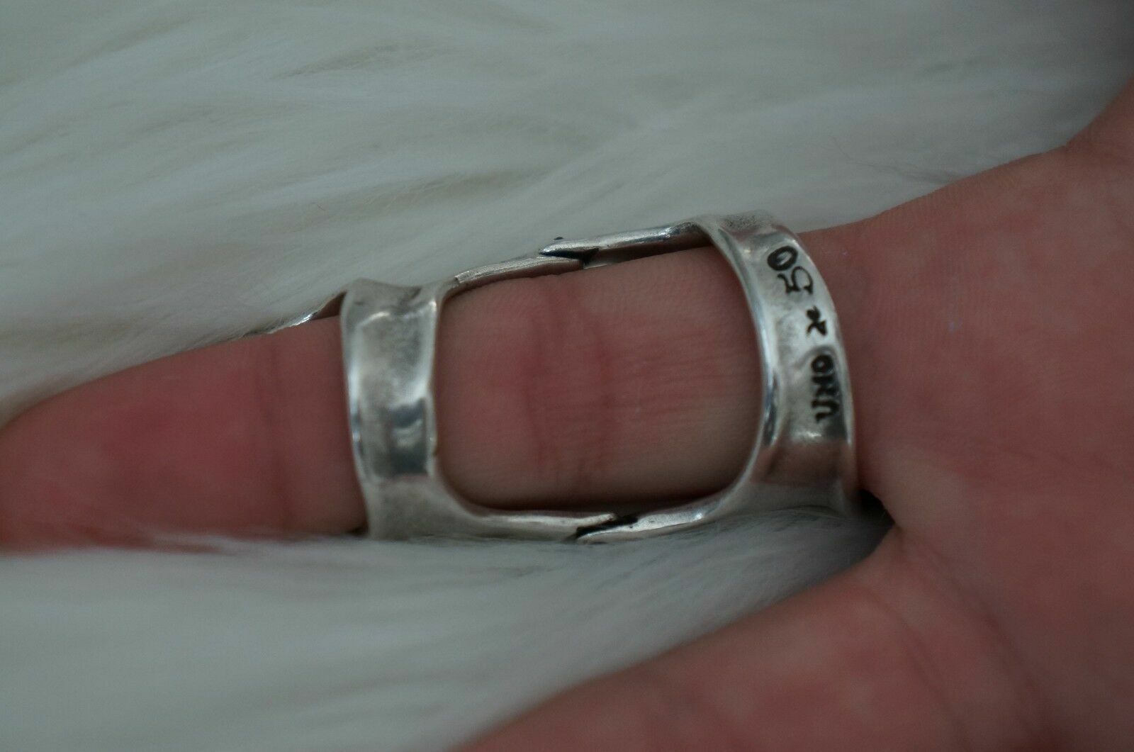 NEW UNO de 50 ARMOR Full Finger Silver Hinged Ring 6.5 7 7.5 8 8.5 9 S M L XL