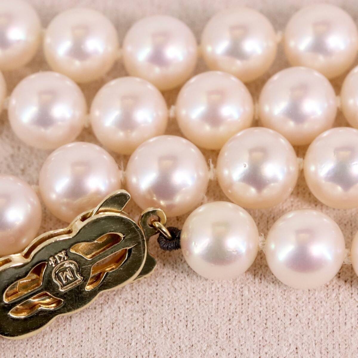 Mint Mikimoto Akoya Pearl Strand Necklace 46cm K14 14K Gold Clasp Auth