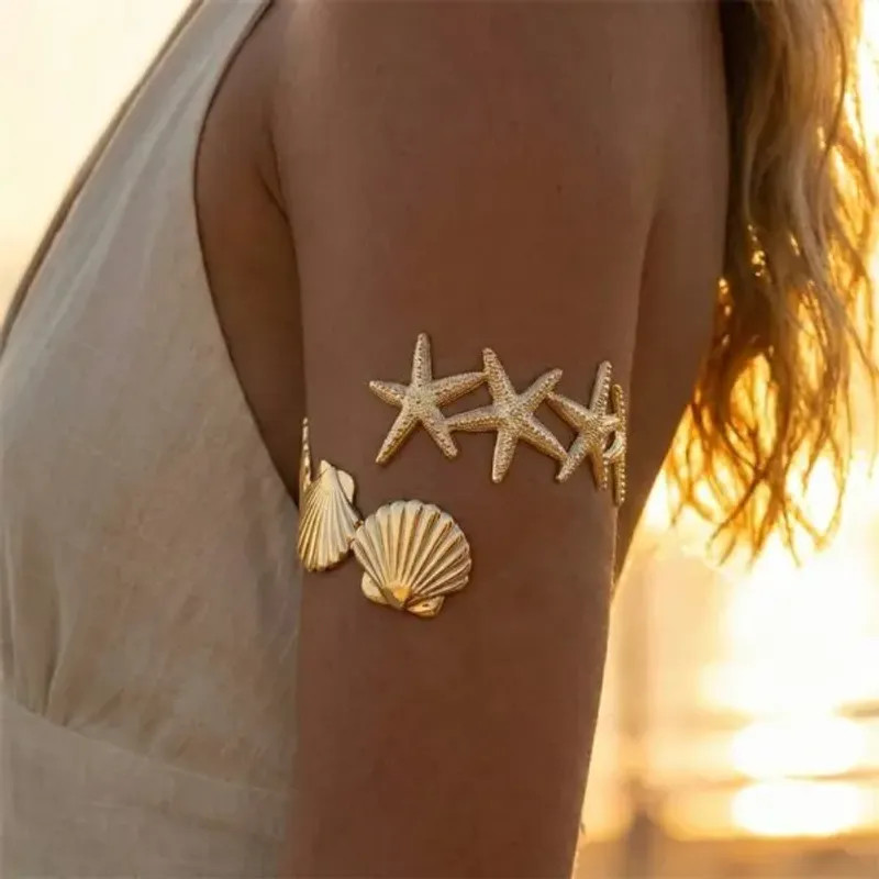Sea Star Starfish Shell Upper Arm Bracelet for Women Beach Vacation Jewelry