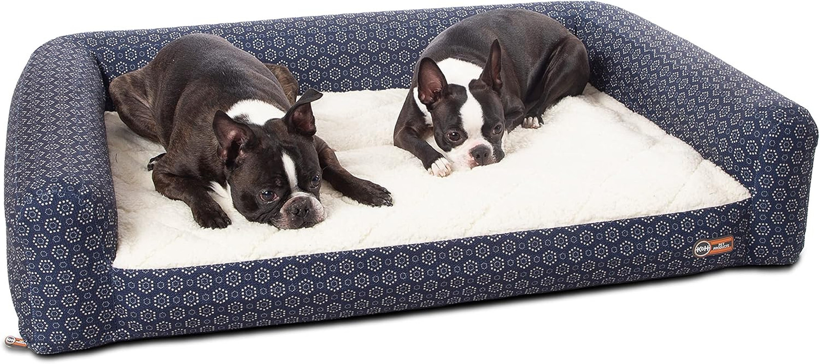 Lightweight Inflatable Dog Bed for Indoor/Outdoor Use, Navy/Geo Flower 27×36