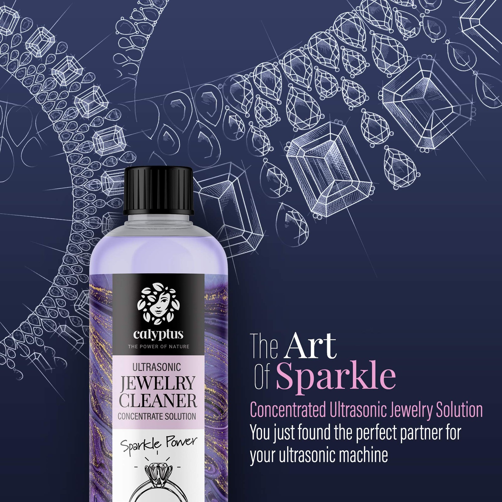 Calyptus Ultrasonic Jewelry Cleaning Solution Concentrate | Professional Power f