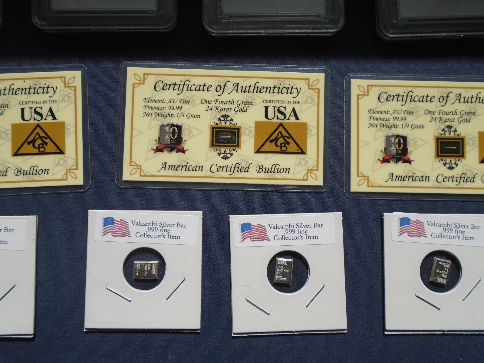 ☆ 3 PC.LOT-CERTIFIED PIRATE COIN – GOLD AND SILVER BAR CARDS-ESTATE SALE☆