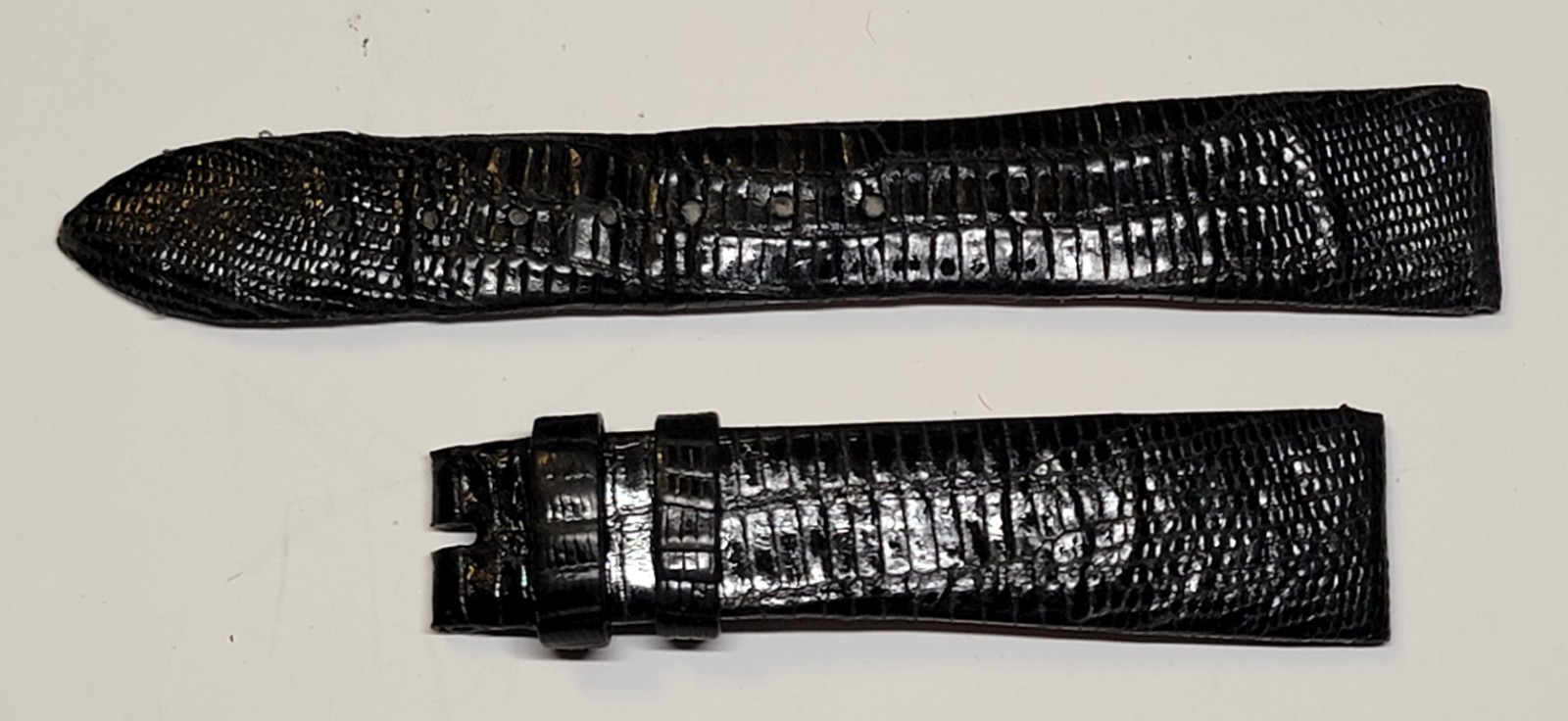 Genuine Lizard Black Leather Watch Strap 18/14mm 73+110mm
