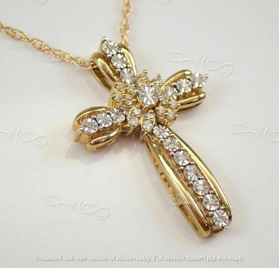 1.50Ct Round Cut VVS1 Diamond Cross Pendant 14K Yellow Gold Finish 18″Free Chain