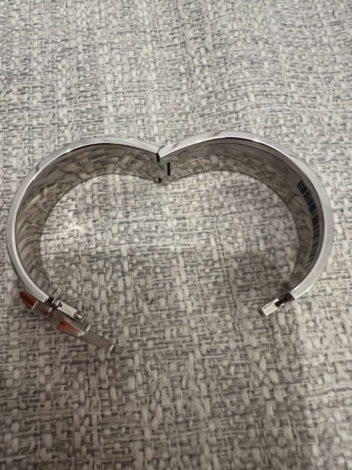New Authentic HERMES Silver White Enamel Clic Clac H Wide Bracelet Size M/L GM