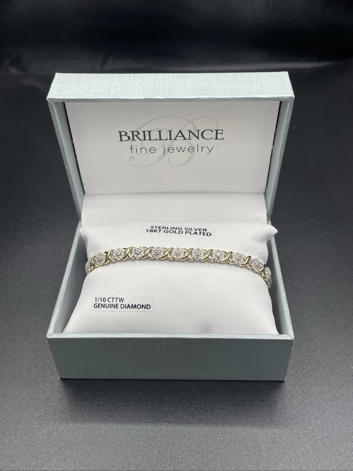 Brilliance Fine Jewelry 18KT Gold Plated 1/10 CTTW Genuine Diamond Jewelry