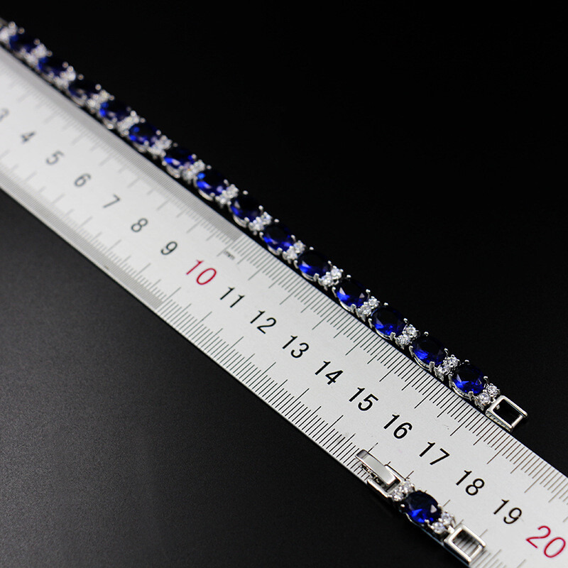 Mix Color London Blue White Topaz Gems Mother Jewelry Gift Women Silver Bracelet