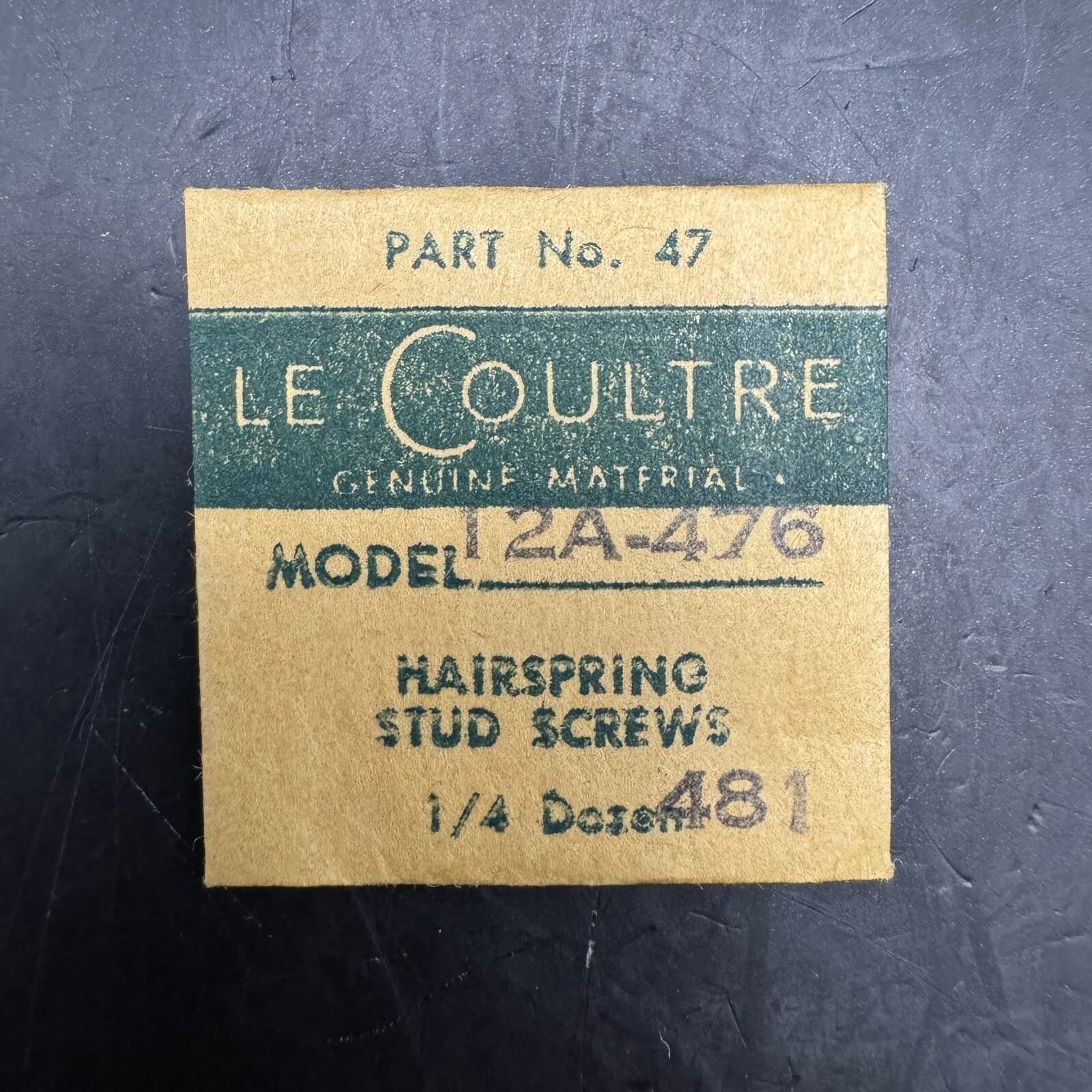 1 Genuine NOS Lecoultre Part. No. 47 Model 12A 476 481 Hairspring Stud Screw
