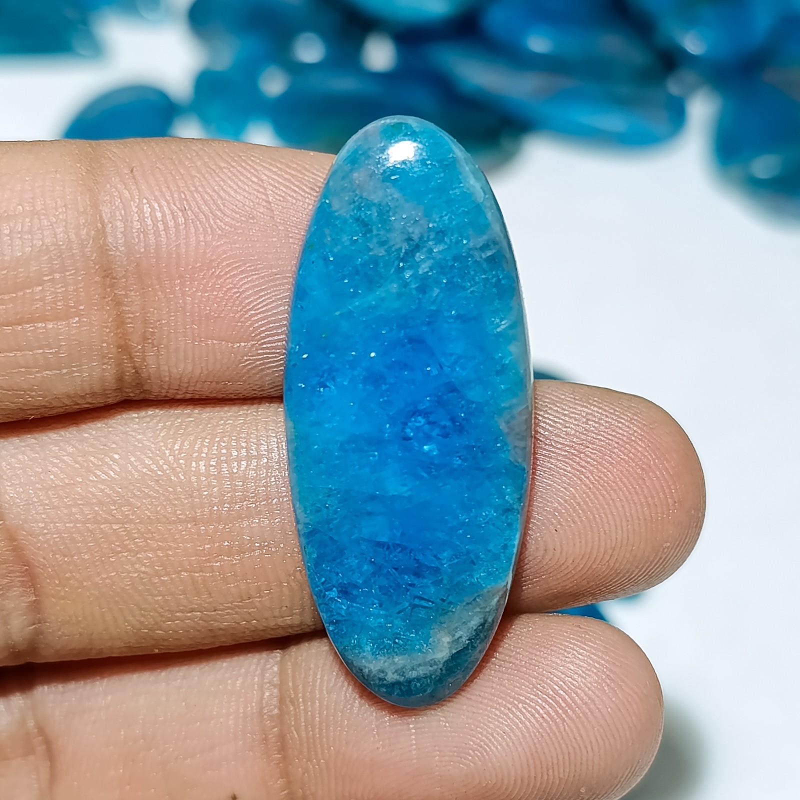 Natural Blue Apatite Polished Cabochon – Bulk Wholesale – Mixed Shapes 15–30 mm