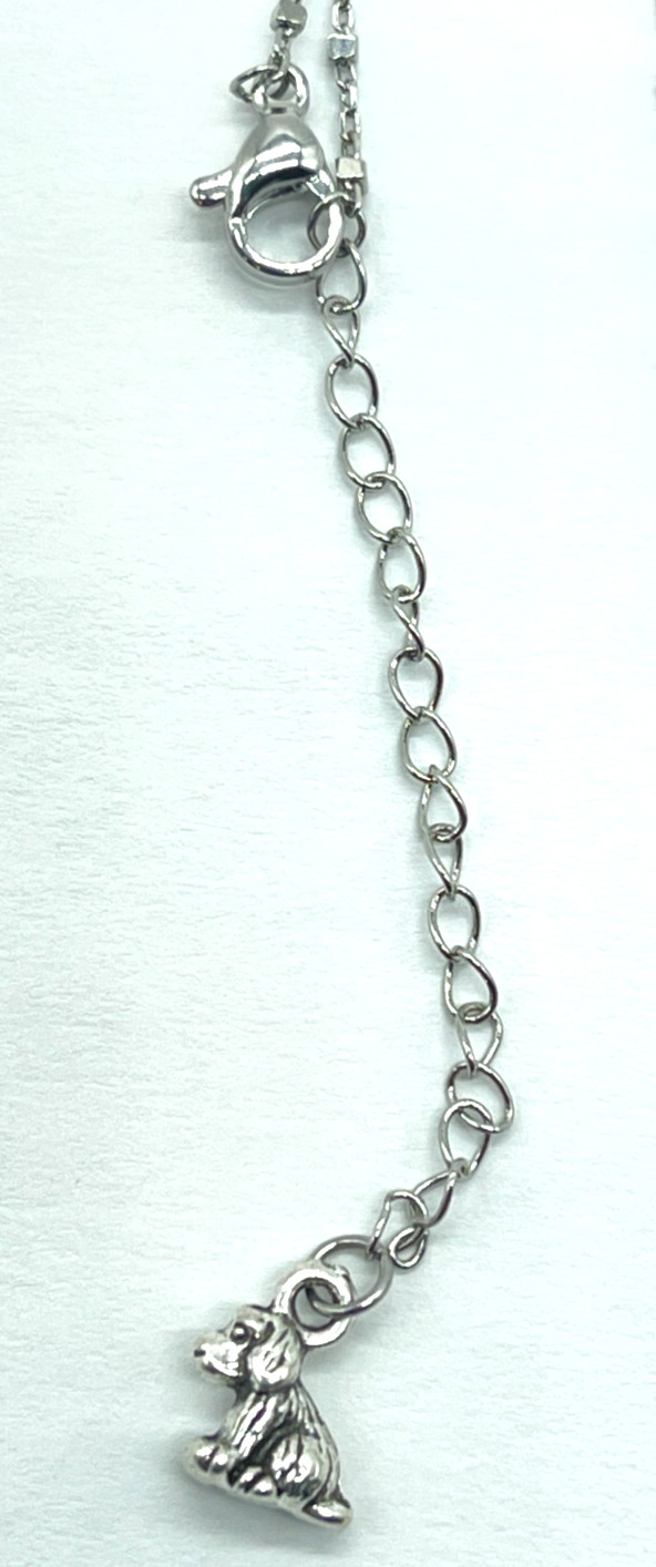 Necklace Silver Tone Patterned Chain w/Silver Cultured Pearl 16″ + 2″ Extension
