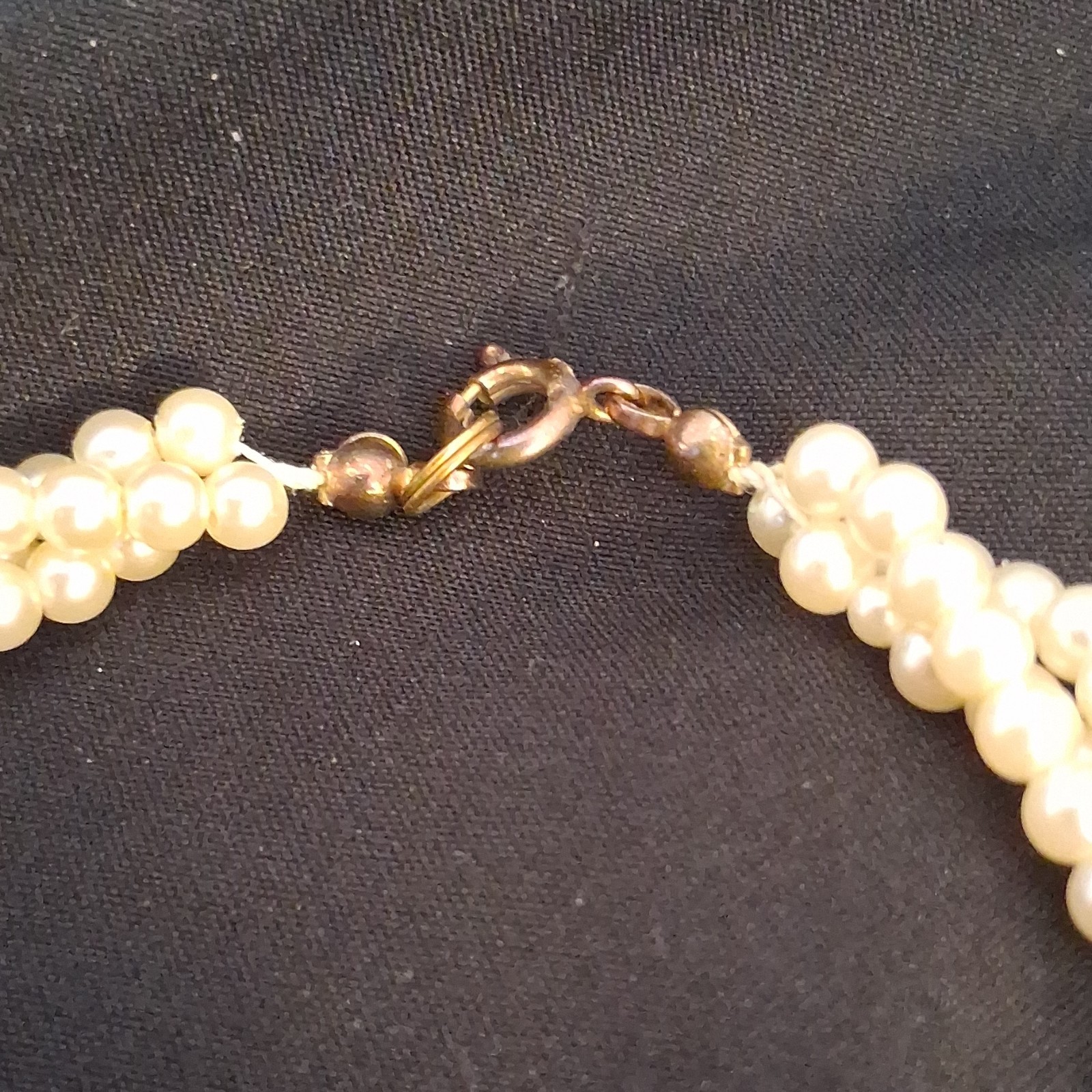Multi-Strand White Faux Pearl Beaded Necklace Baroque Simulated Spring Ring