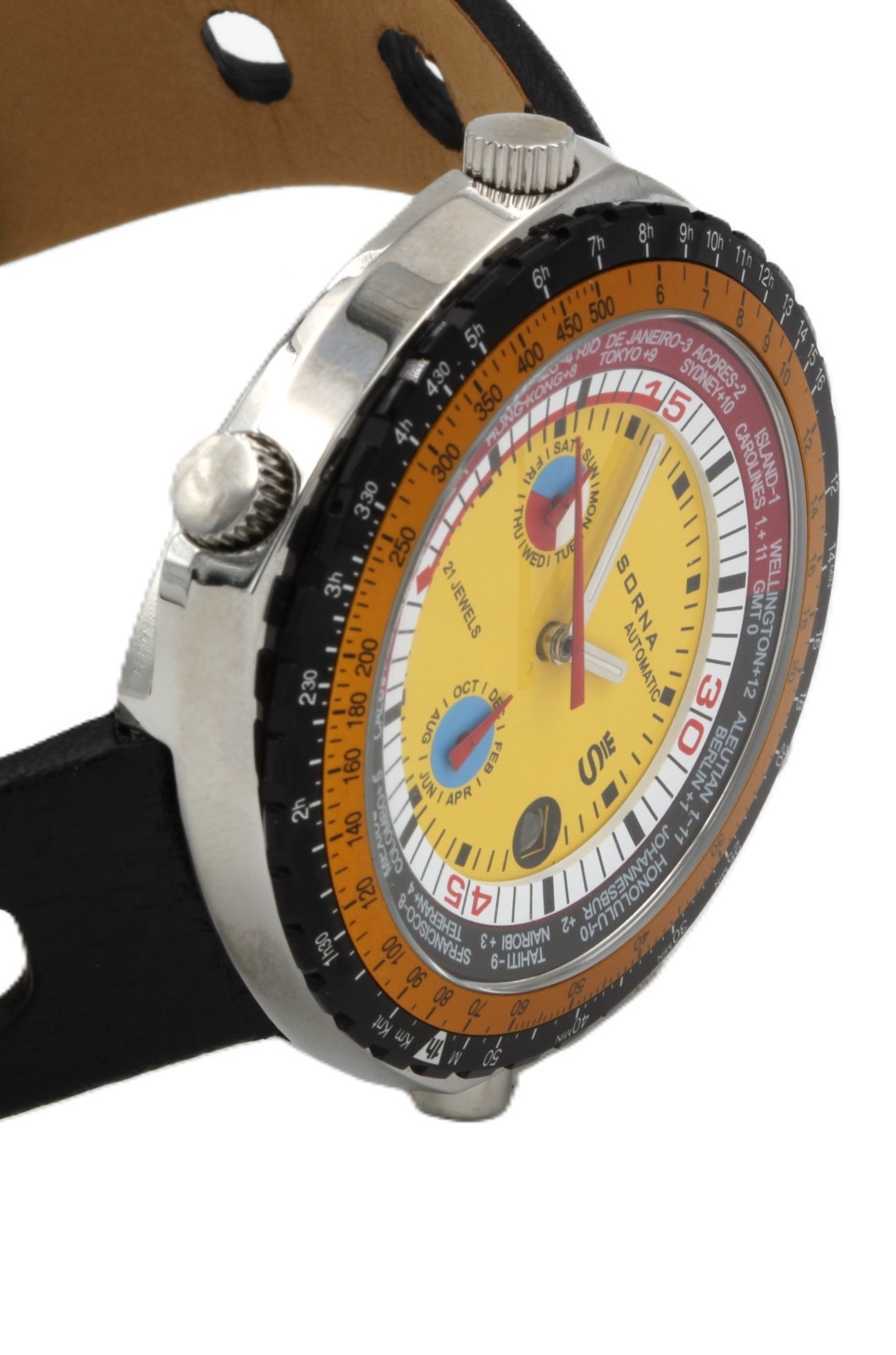 Sorna Worldtimer Automatic Wristwatch Men’s Watch Gmt Retro Style Wrist Watch