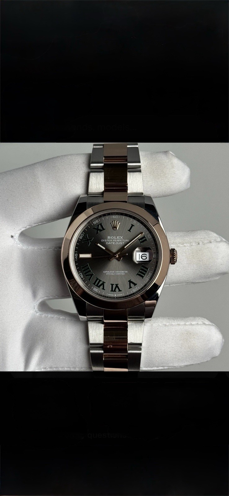 Rolex Datejust 41 126301 18K Rose Wimbledon Slate Dial Smooth Bezel Oyster Card