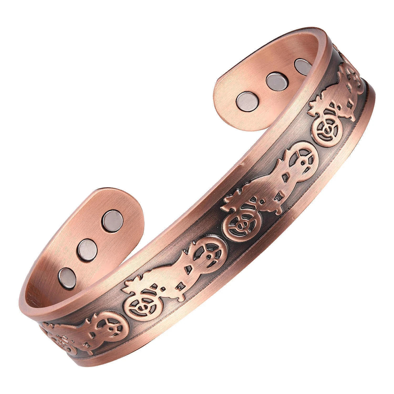 Pure Copper Magnetic Bracelet Arthritis Pain Therapy Energy Cuff Motorcycle