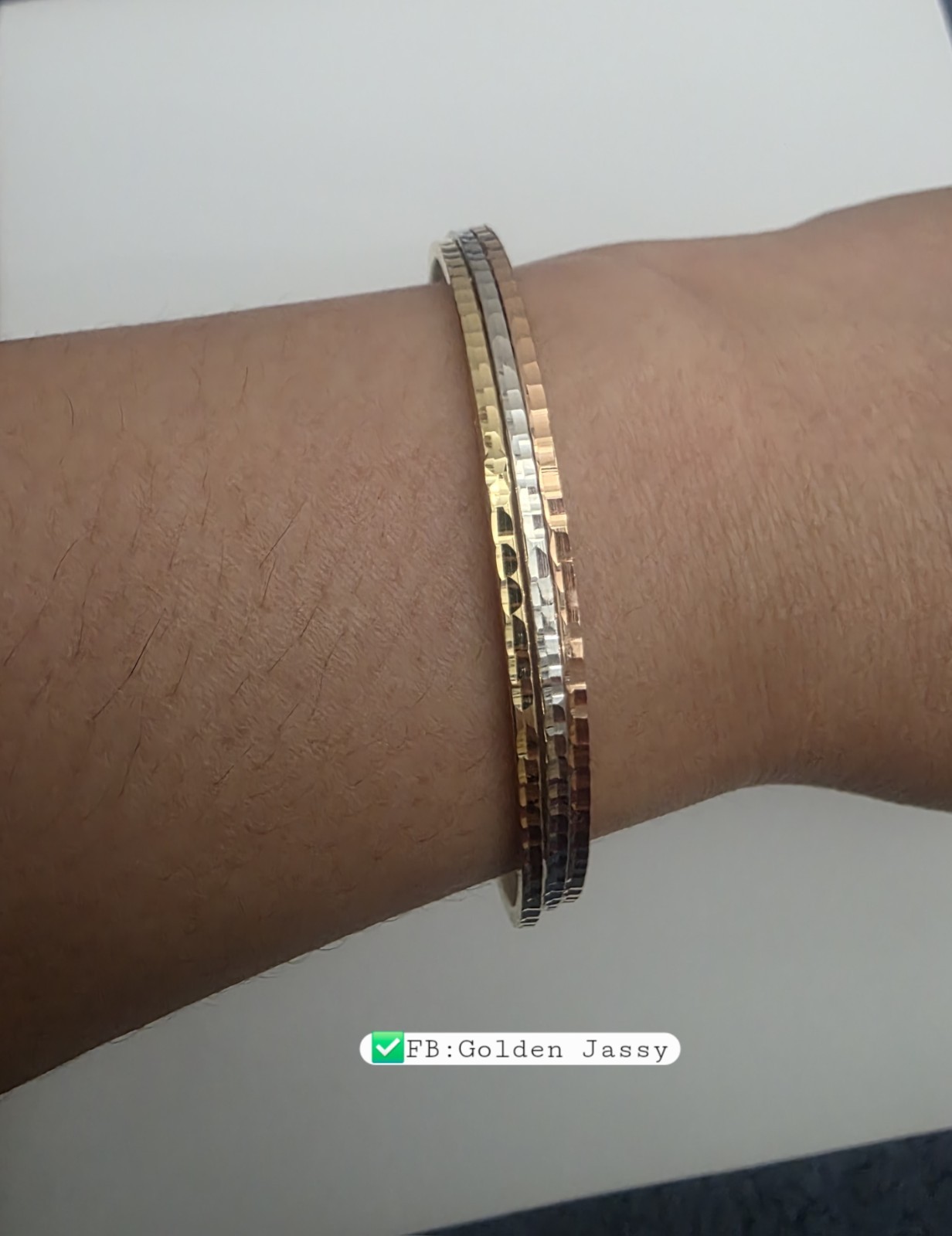 18K Real Gold TriColor Bracelet 16cm-18cm