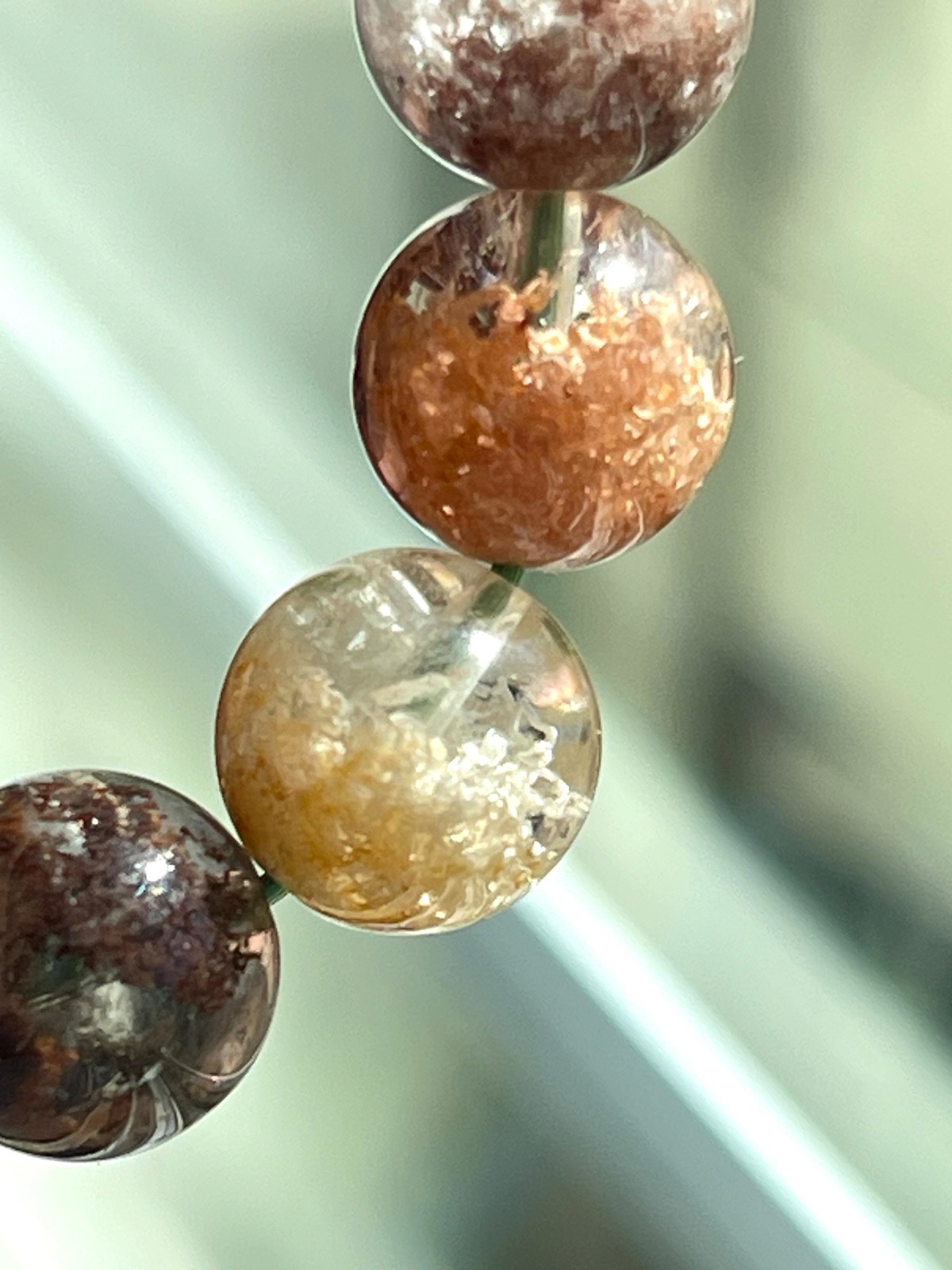 Flower Garden Quartz Bead Bracelet Top Quality Lodolite Crystal Gemstone