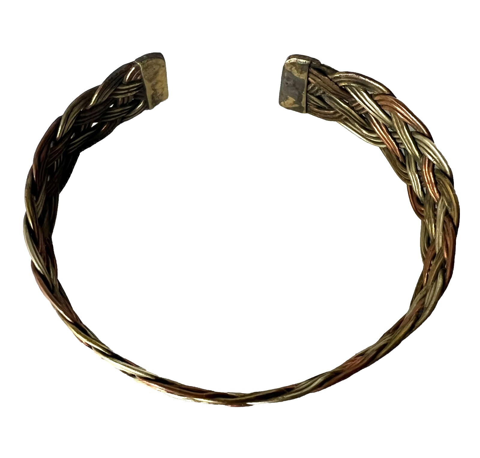 Copper Brass Wire Braid Cuff Bracelet 8.25” Vintage