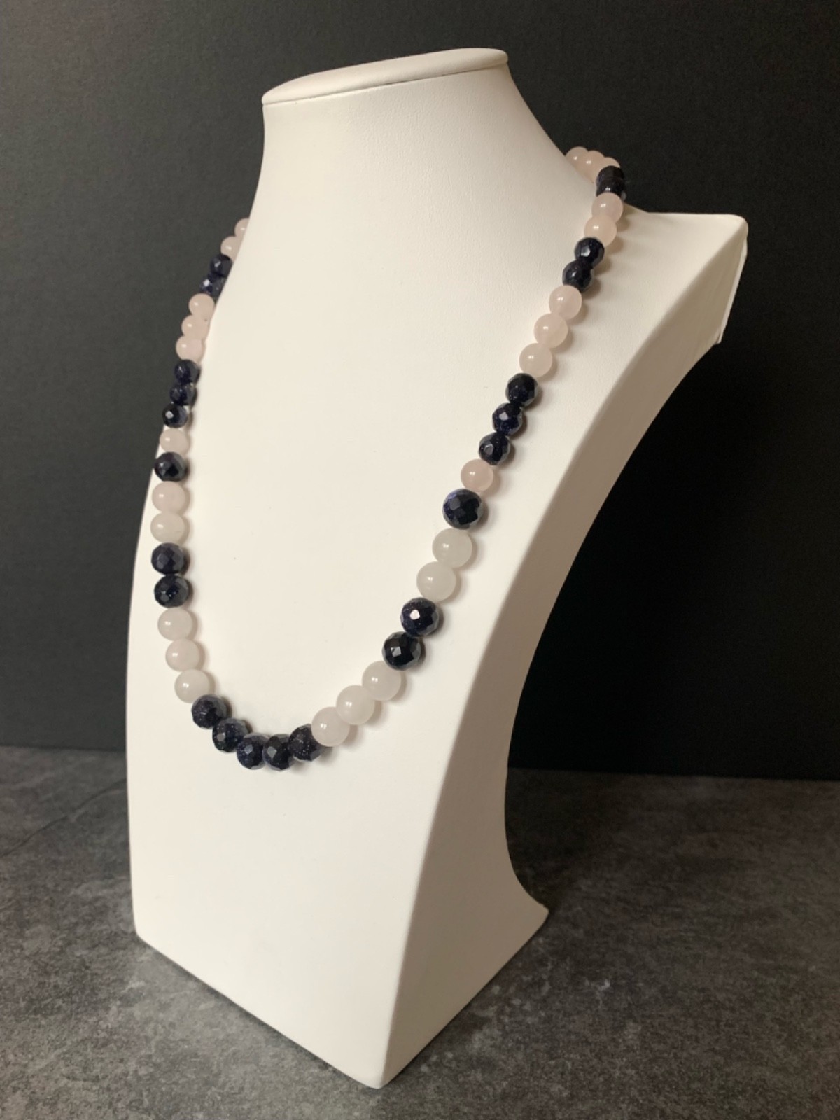 Galaxy Sun Sitara and Rose Quartz 6 to 10mm beads 21″ Necklace27