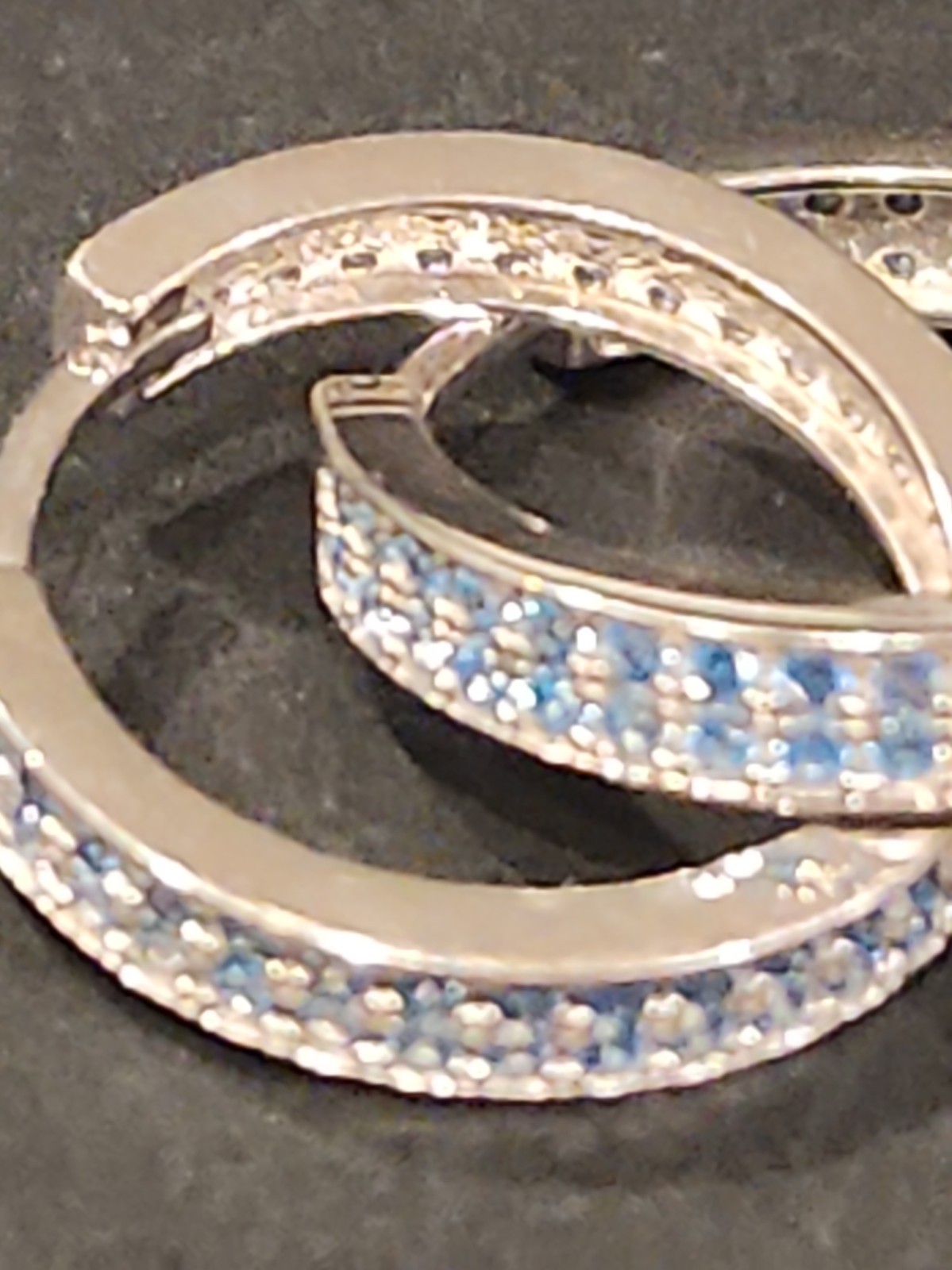 925 STERLING SILVER HOOPS WITH BLUE GEMS