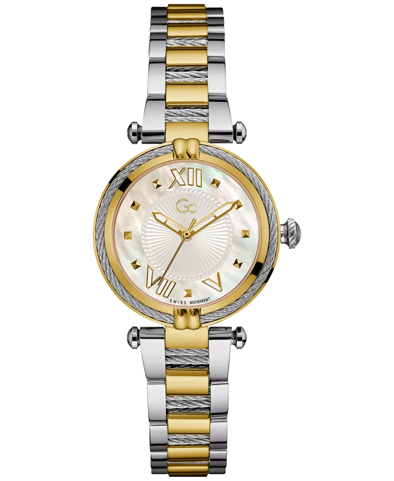GC Guess Collection Women’s Swiss Two Tone Watch Mother of Pearl Dial New
