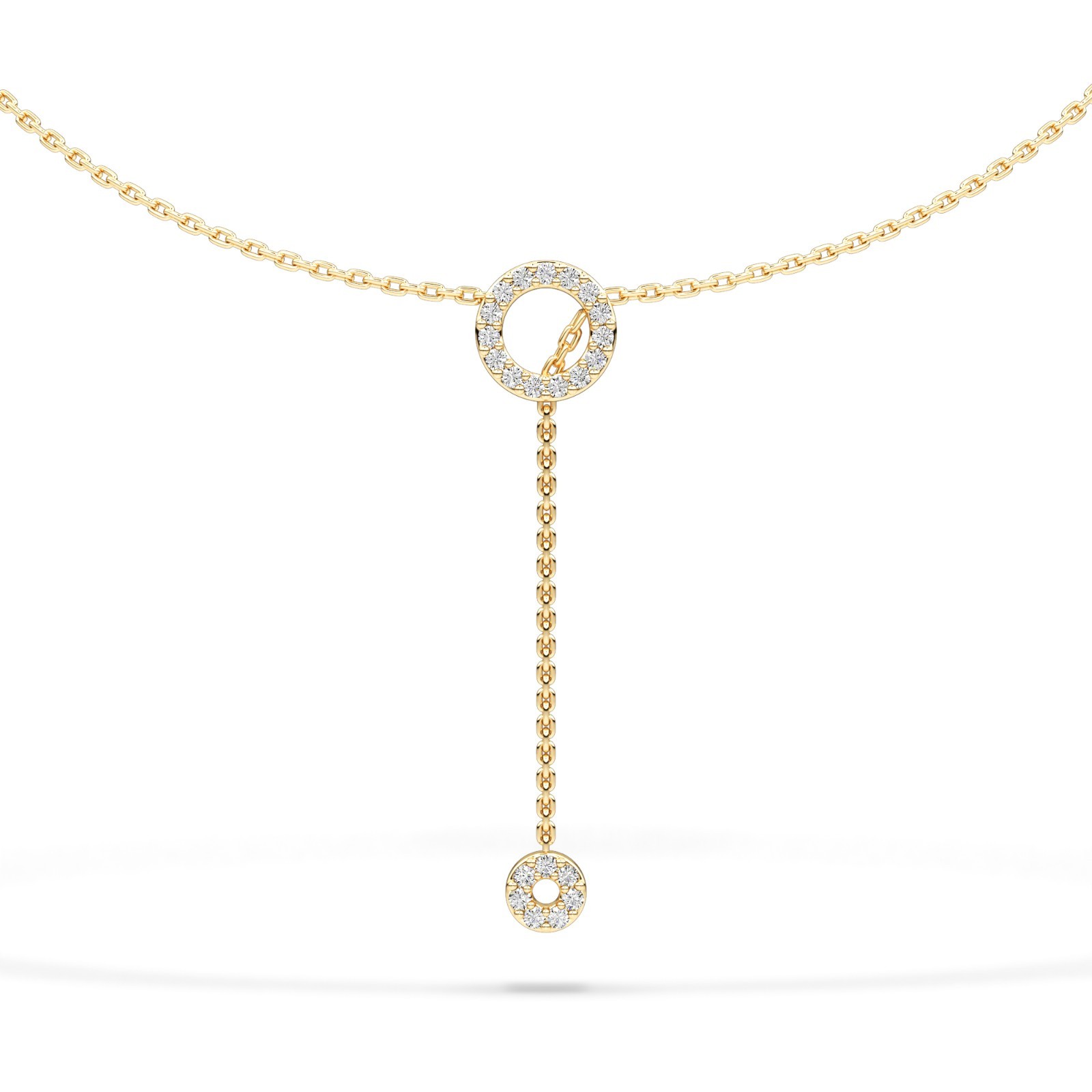 Round Cut Natural or Lab Grown Diamond Circle Drop Necklace in 10K 14K 18K Gold