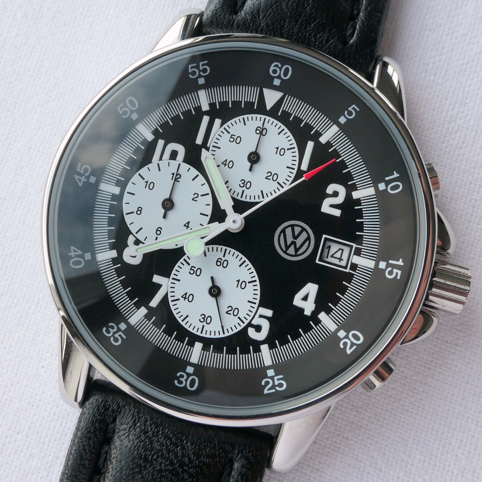 VW Volkswagen Classic Aviator Pilot Driver Sport Car Accessory Watch Chronograph