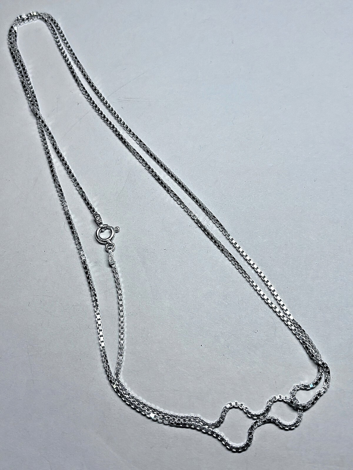 Sterling Silver Diamond Cut Italy Made Box Chain Necklace 7g 30”