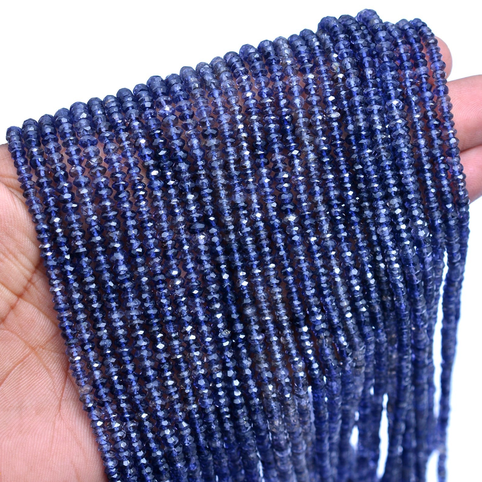 Natural Iolite Faceted Rondelle Beads, 3 mm To 4 mm, Iolite Faceted Beads