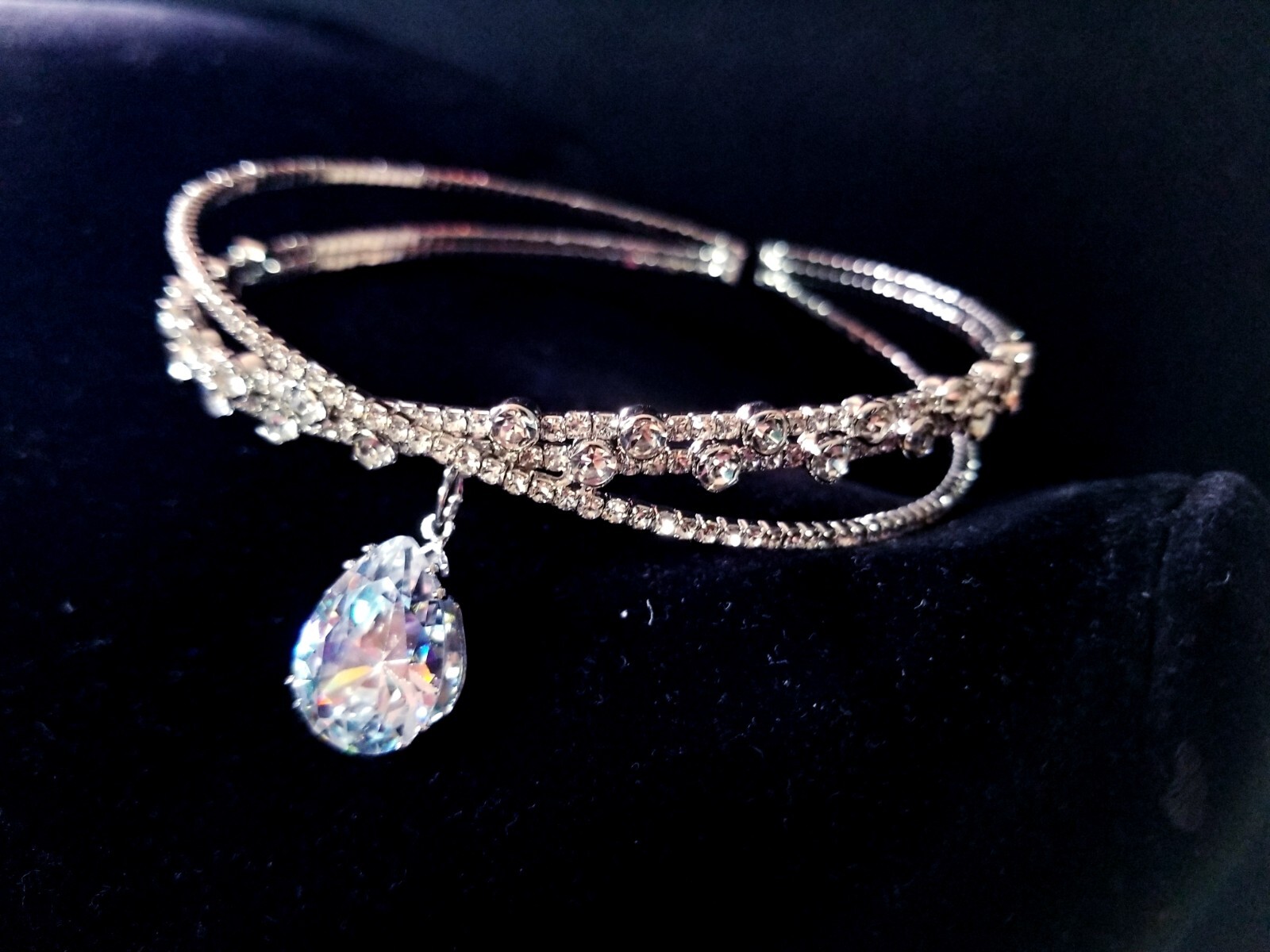 Clear Wedding Choker Rhinestone Crystal Statement Flex Necklace Pageant Bridal