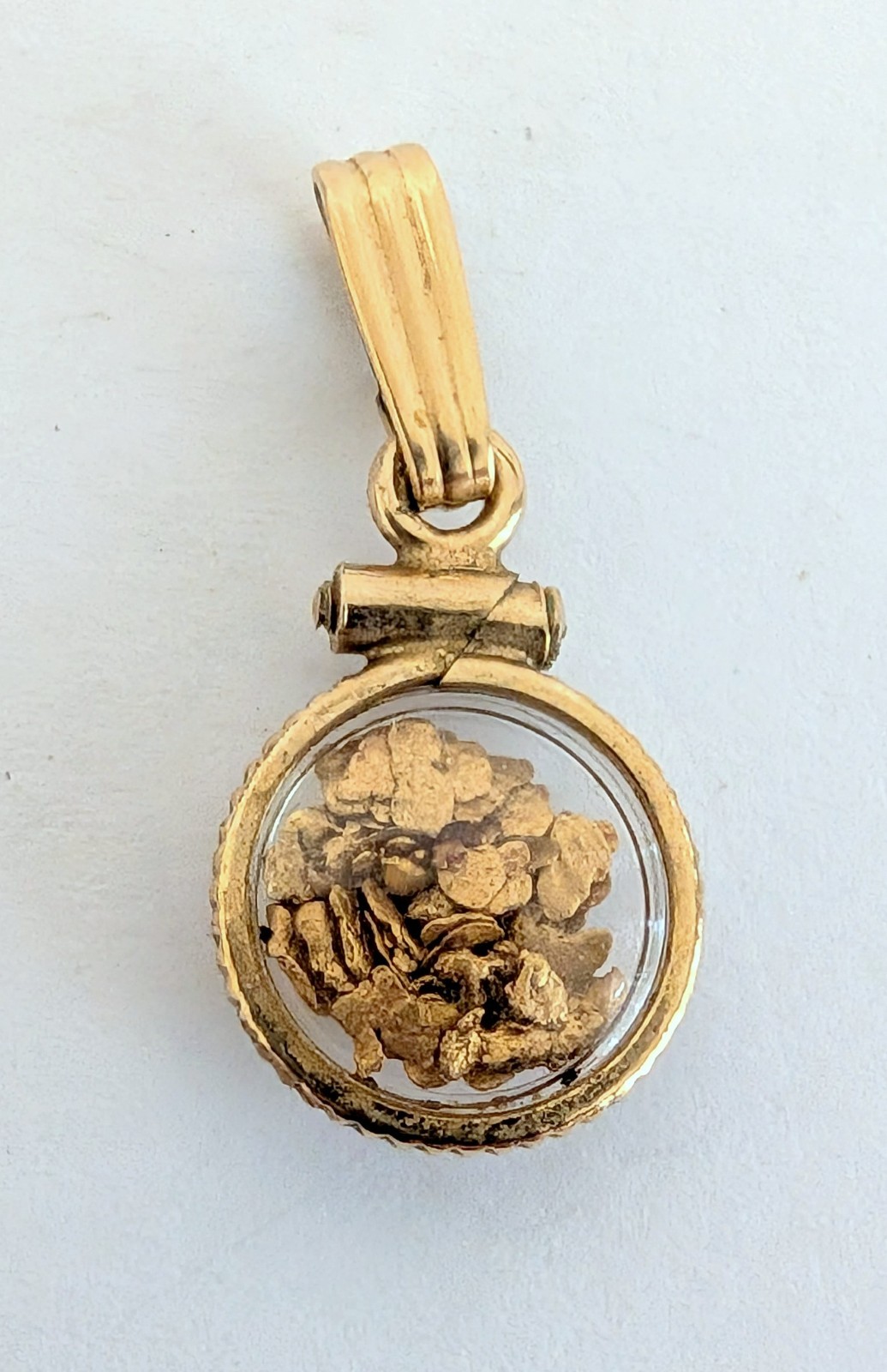Antique Alaska 20k Natural Gold Placer Nuggets in Floating 14K GF Pendant