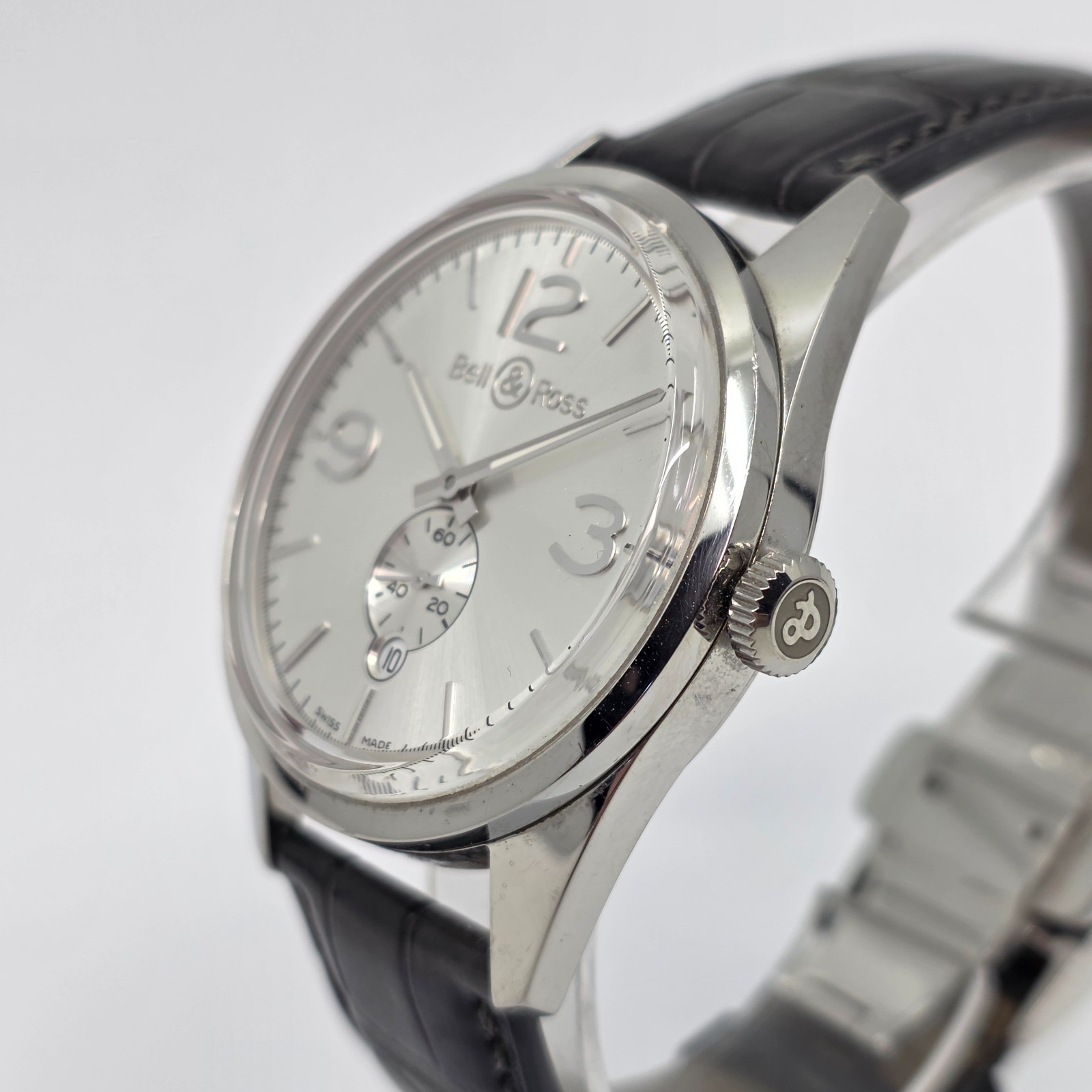Bell & Ross Officer Automatic Steel 41mm Silver Dial on Strap BR123-95-SP