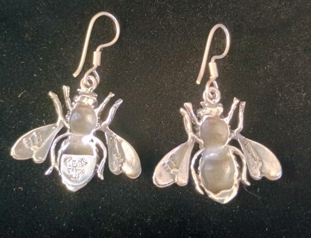 Taxco Bumblebee Honey Bee Insect Dangle Earrings 9.5+g 925 Sterling Silver
