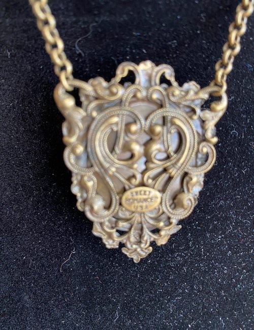 Sweet Romance Necklace Victoria Brass Black Floral Beads Crystal