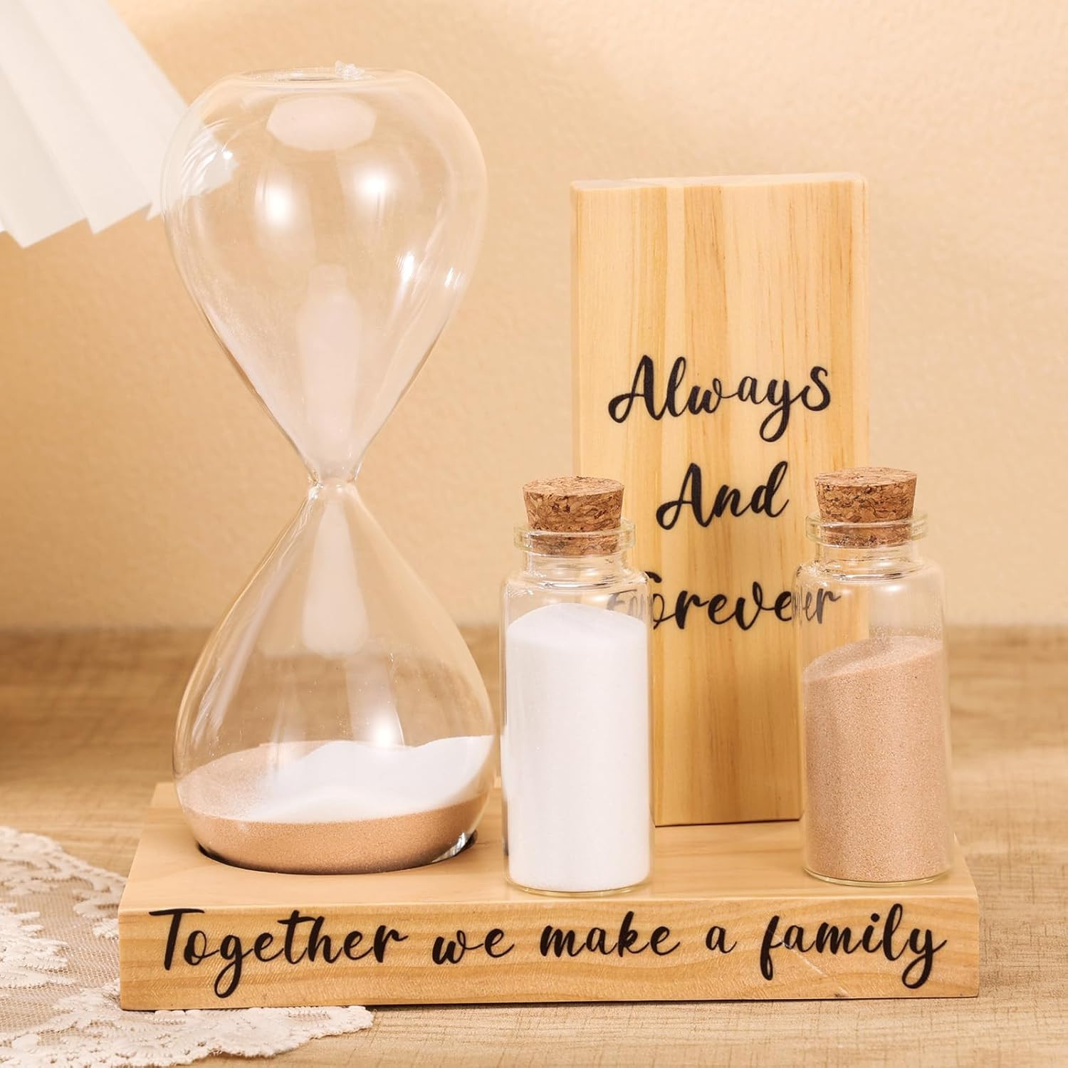 Unity Sand Ceremony Set with Hourglass, Mini Bottles, and Dyed Sand
