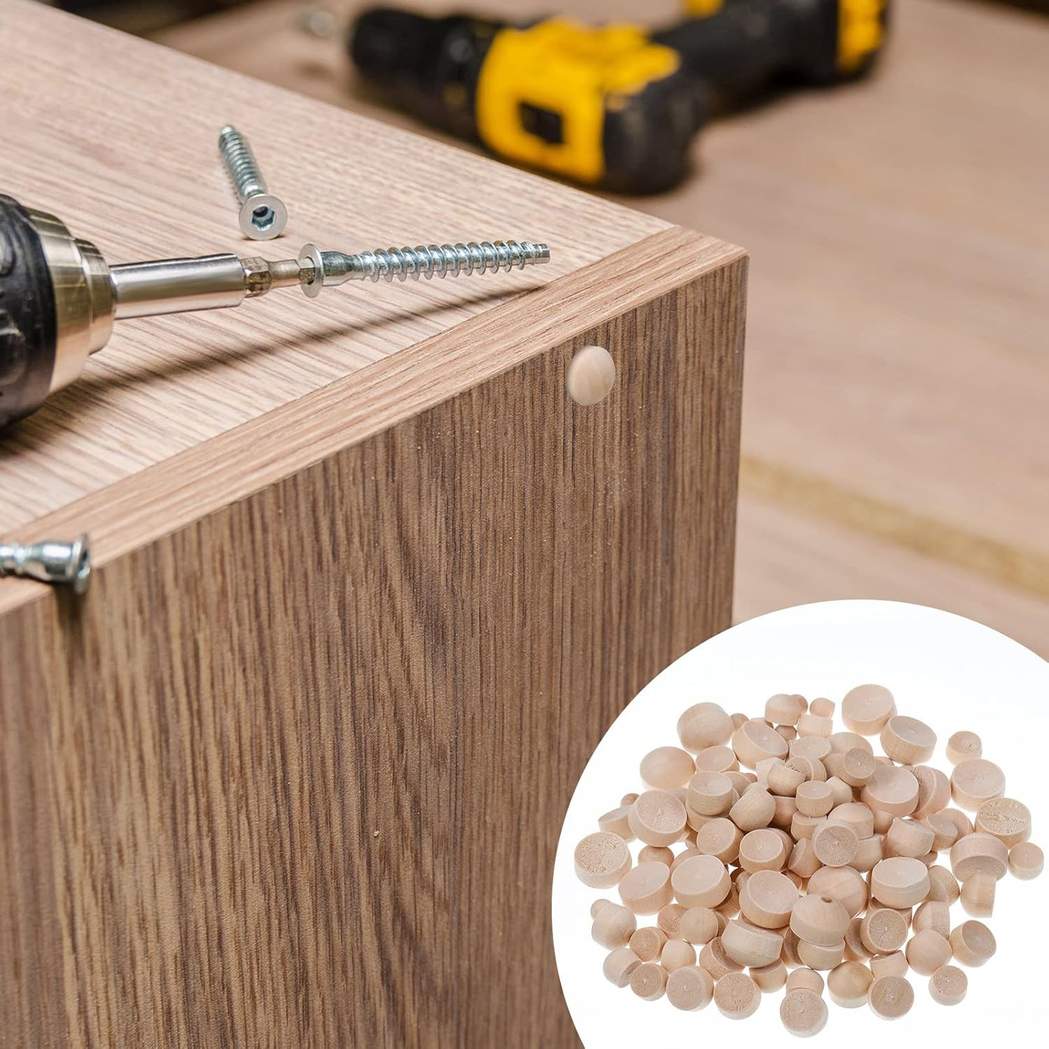 Bucherry 120 Pieces 4 Sizes Wood Plugs Wooden Hole Plugs Button Stoppers Hardwoo