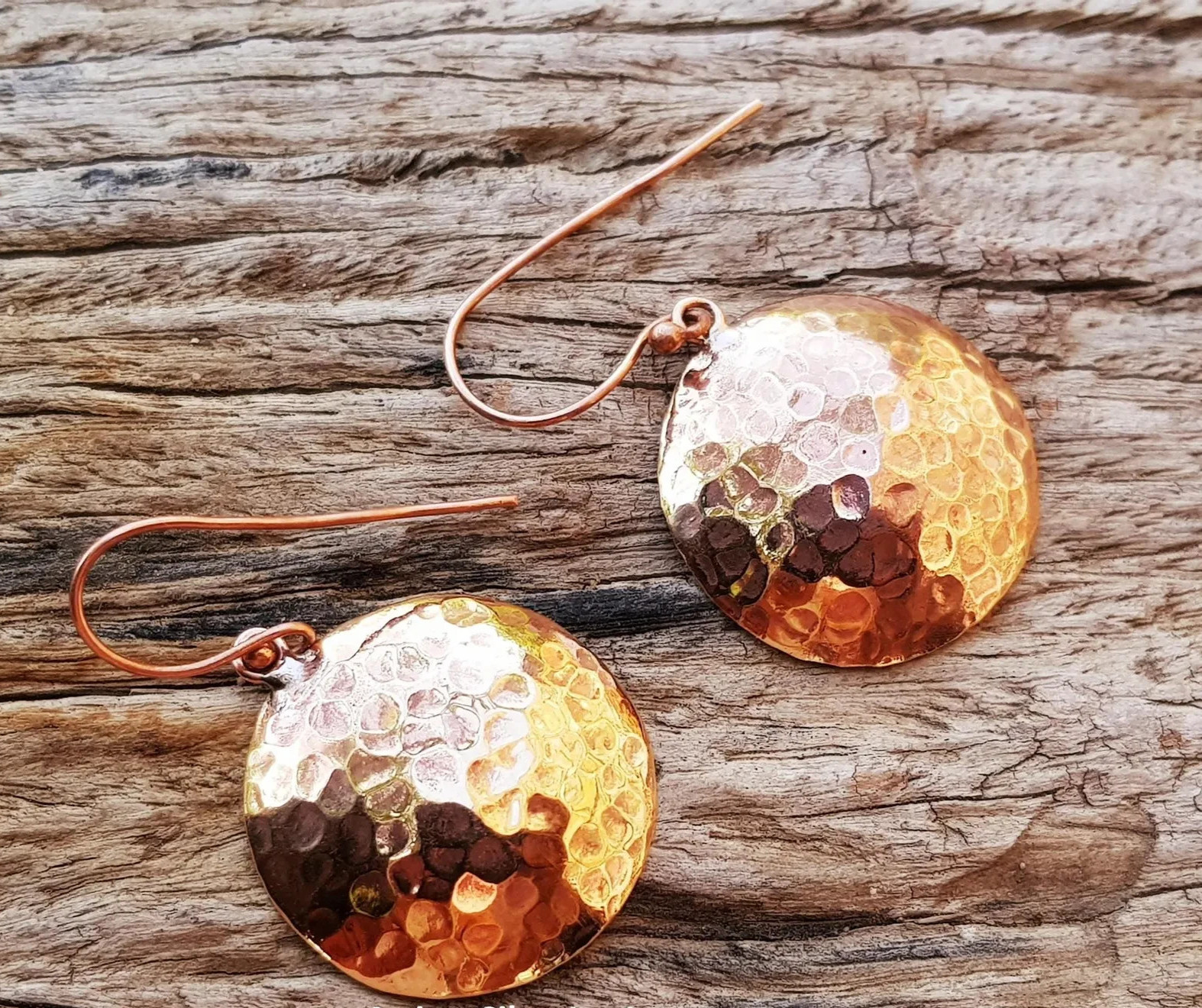 1 Pair Pure Copper Healing Circle Hook Earrings, Jewelry Spiritual Kriya
