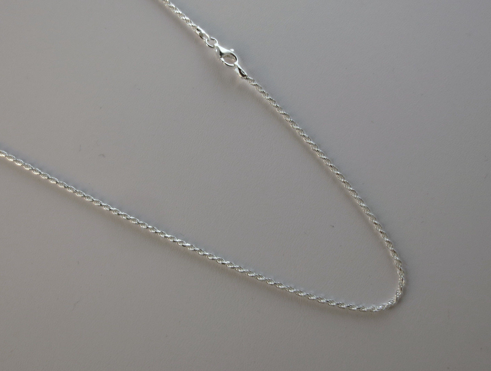 Anklet & Bracelet. 7,8,9,10,11 inch 1.5mm D/C Rope Chain, Sterling Silver. Italy