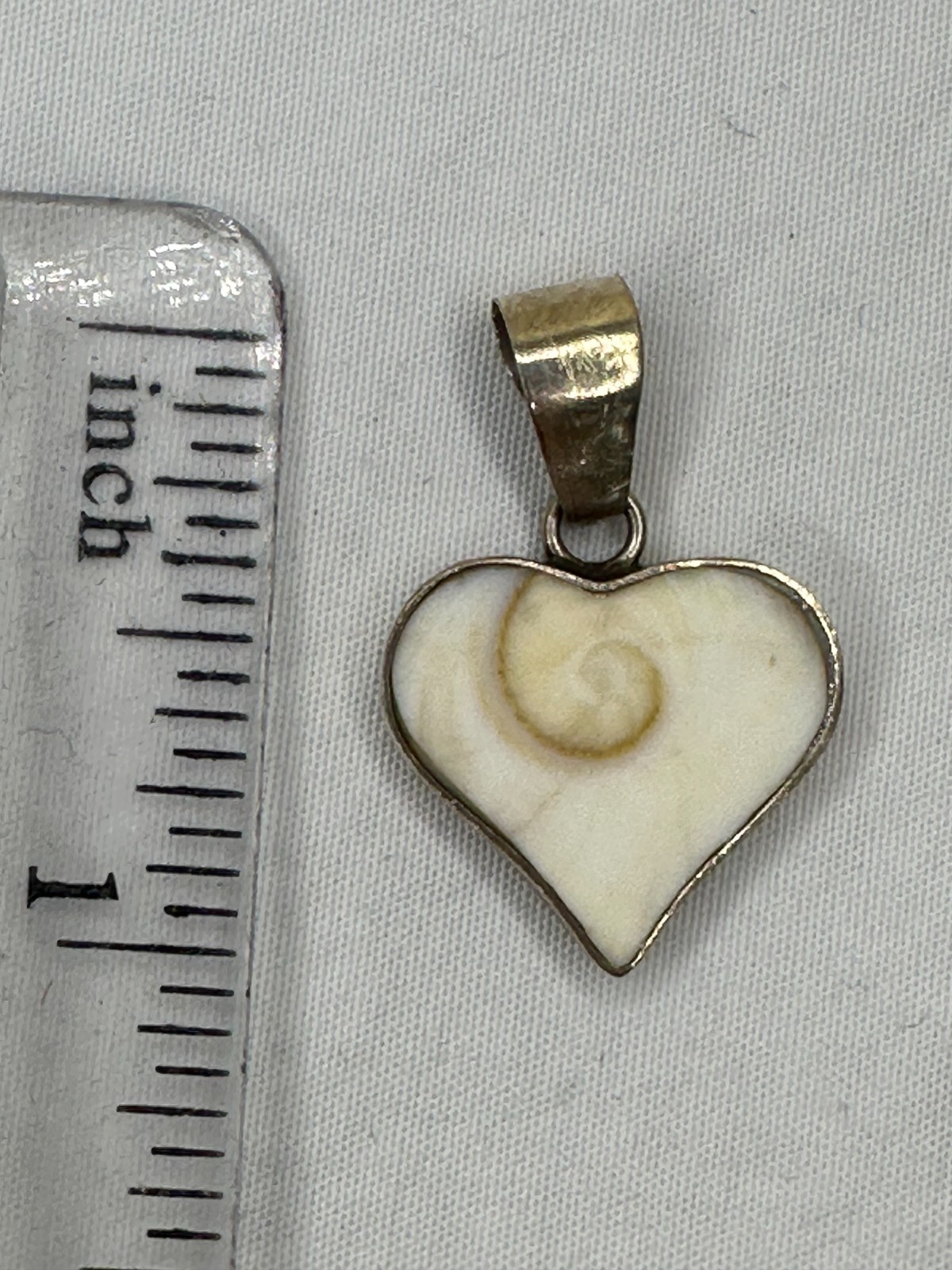 Sterling Silver Heart Shell Pendant 925 Cream Genuine Seashell Beach