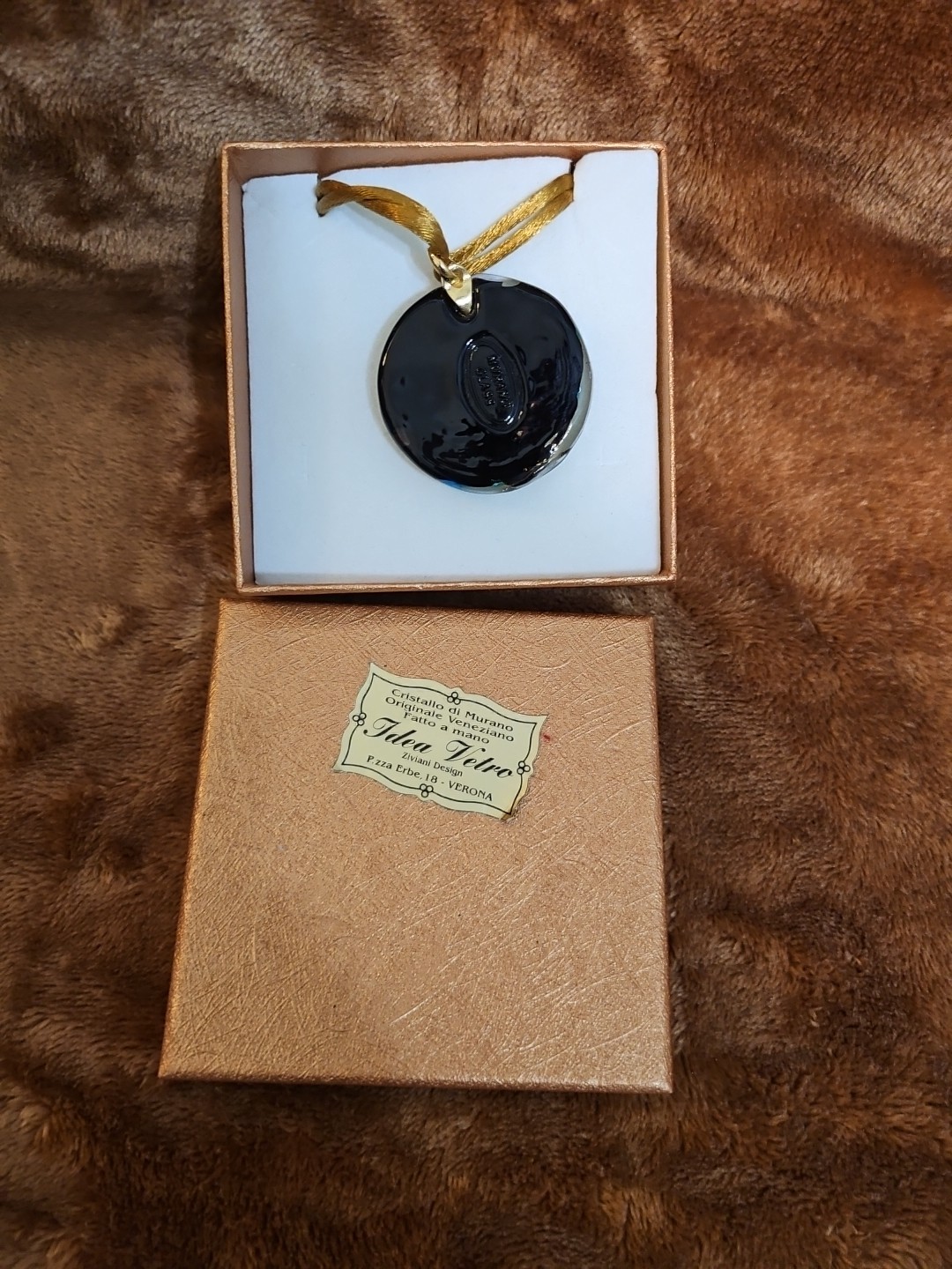 Idea Vetro Necklace Handcrafted Signed Murano Glass Pendant Verona, Italy NIB