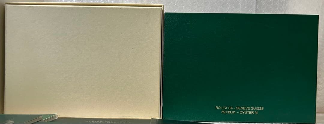 Rolex Watch Box Case Green Leather Wood Tag Booklet Bezel Cover 39139.01