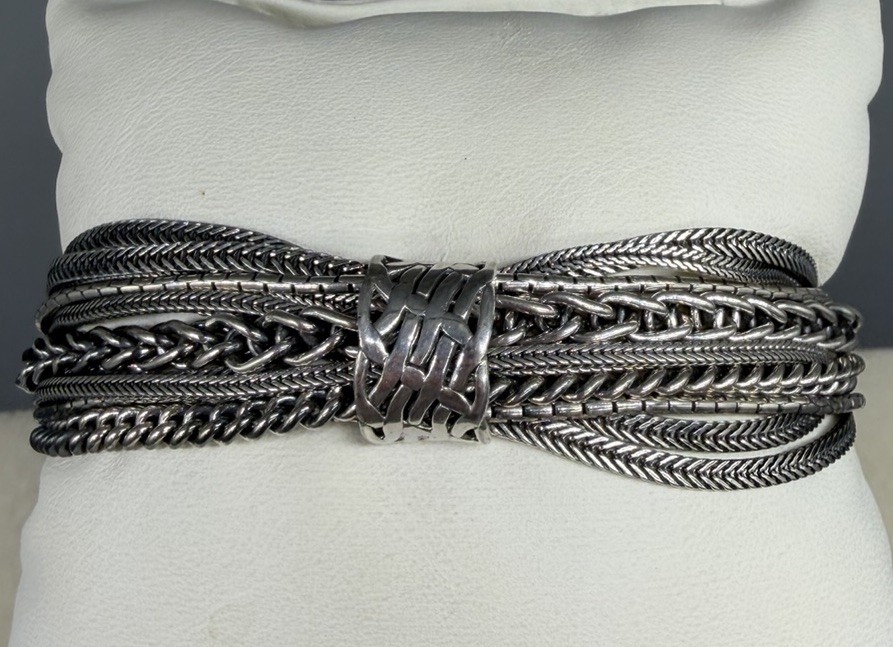 Silpada B1702 Talk of the Town Multi Strand Sterling Silver Bracelet Retired 8”
