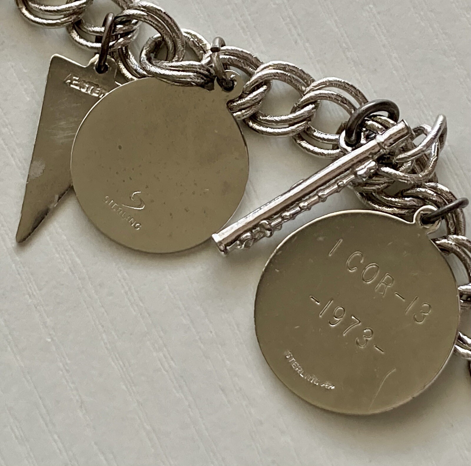 Vintage MONET Silver Tone Charm Bracelet With Charms 7” Safety Chain 8mm 20.73g