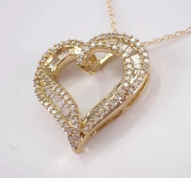 2Ct Round Cut Lab-Created Open Heart Pendant 14K Yellow Gold Plated Silver