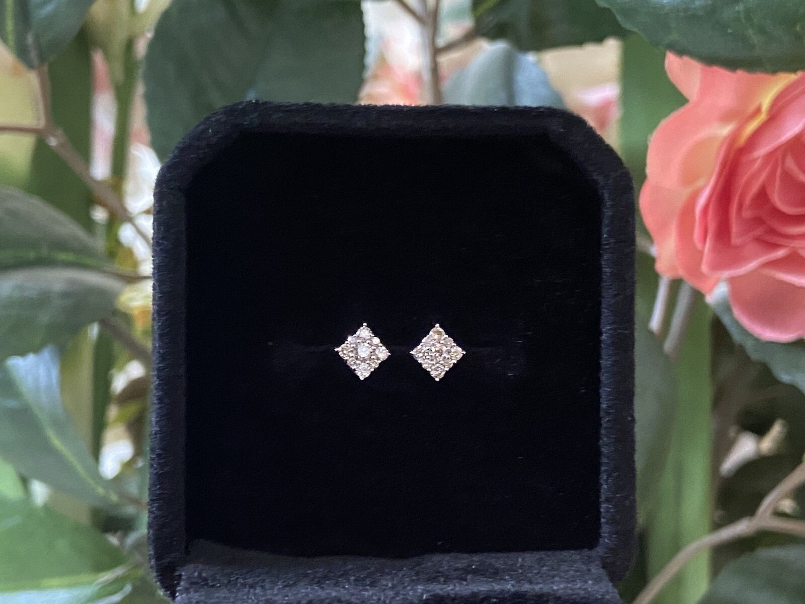 0.2 Carat Diamond Studded Earrings Set In 18k Fine White Gold/ Dainty/ For Her